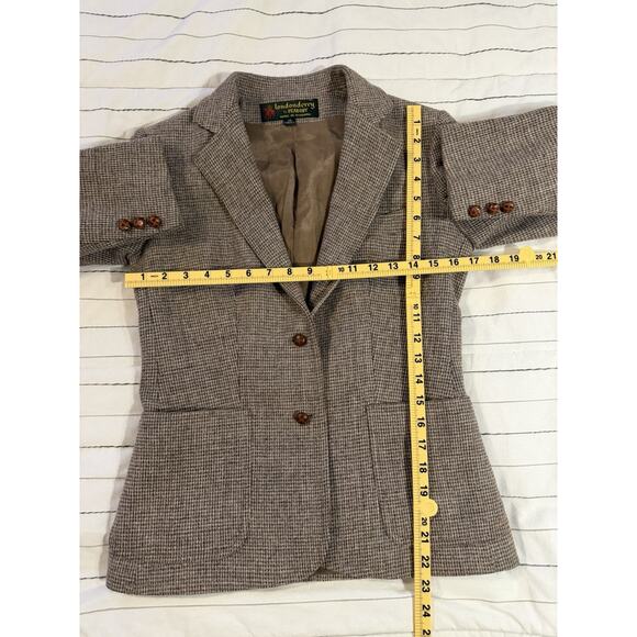 Londonderry | Women’s Vintage Wool Jacket Tweed Checked Tan Brown- Size 7/8 - Picture 6 of 9